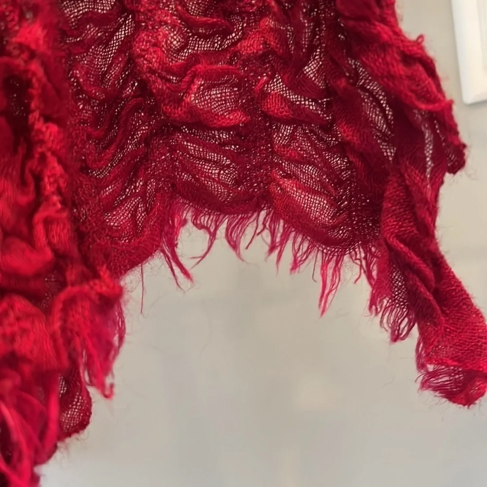 🐠Scarf burgundy stretchy ruched smocked fringe edge